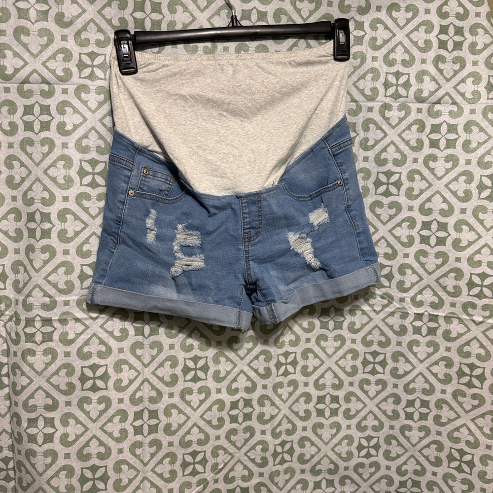 Source Unknown Blue Distressed Jean Shorts